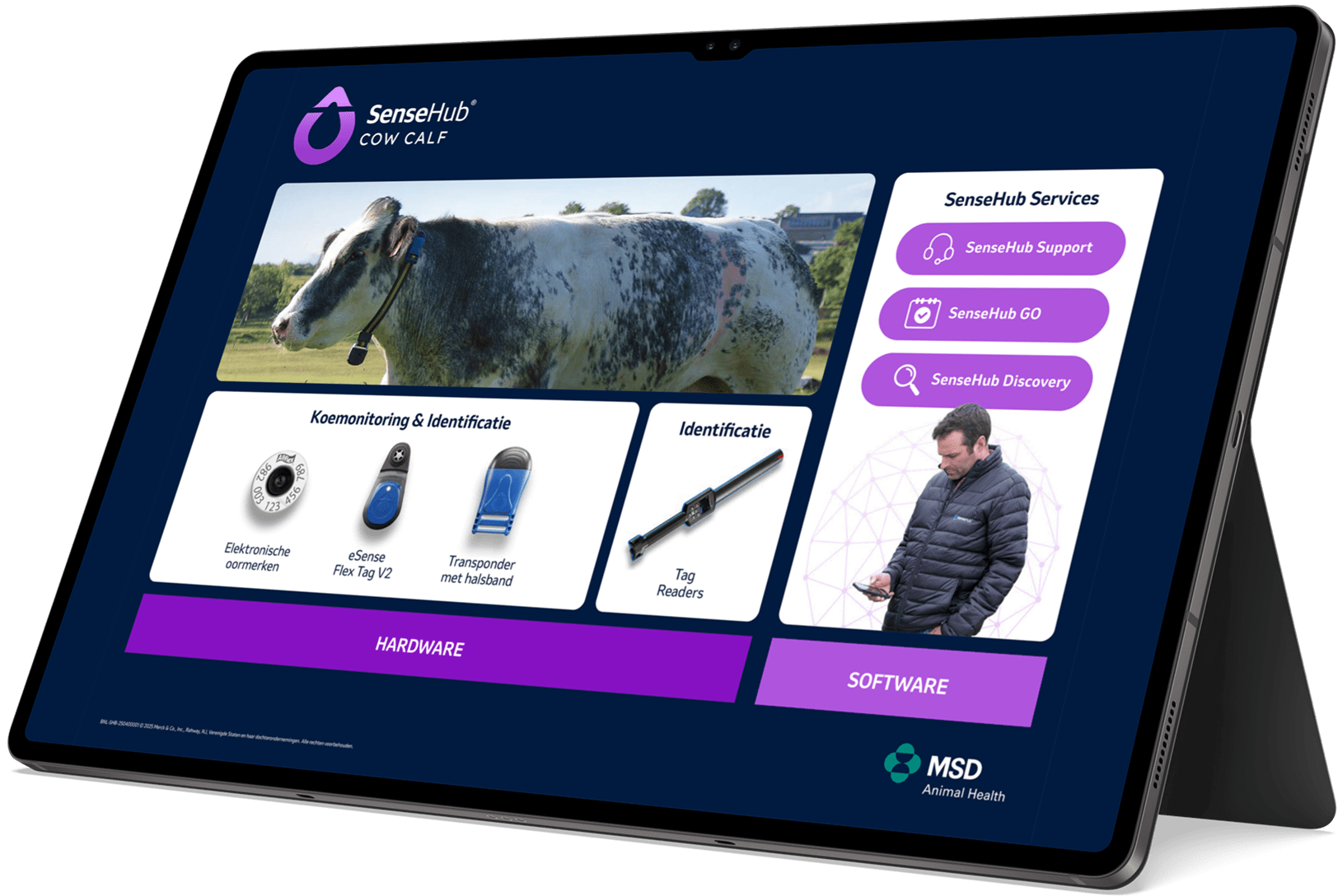 Tablet with SenseHub app in purple